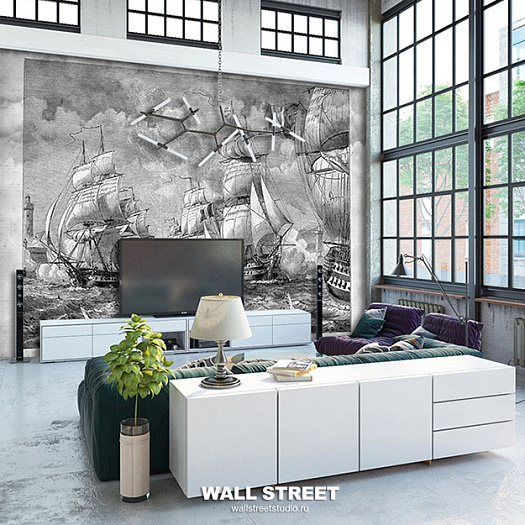 Фотообои в интерьере артикул Grayscale 20, GRAYSCALE, Wall street